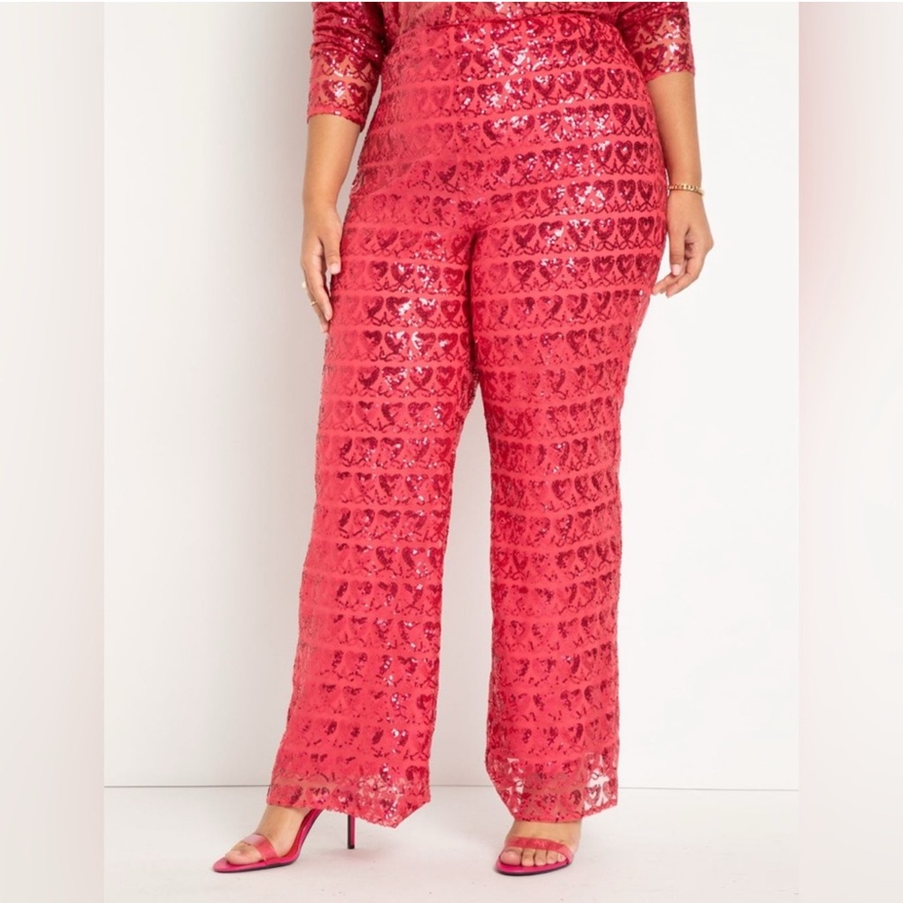 Eloquii Heart Sequin Trousers NWT